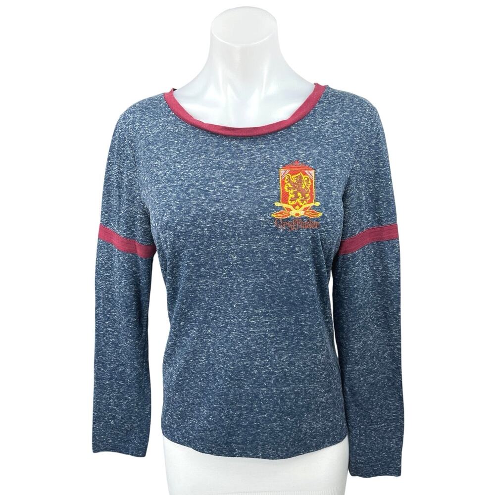 Harry Potter Gryffindor House Women's Blue Long Sleeve Pullover Tee Shirt Top M